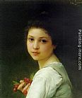 Charles Amable Lenoir Wall Art - Portrait of a young girl with cherries